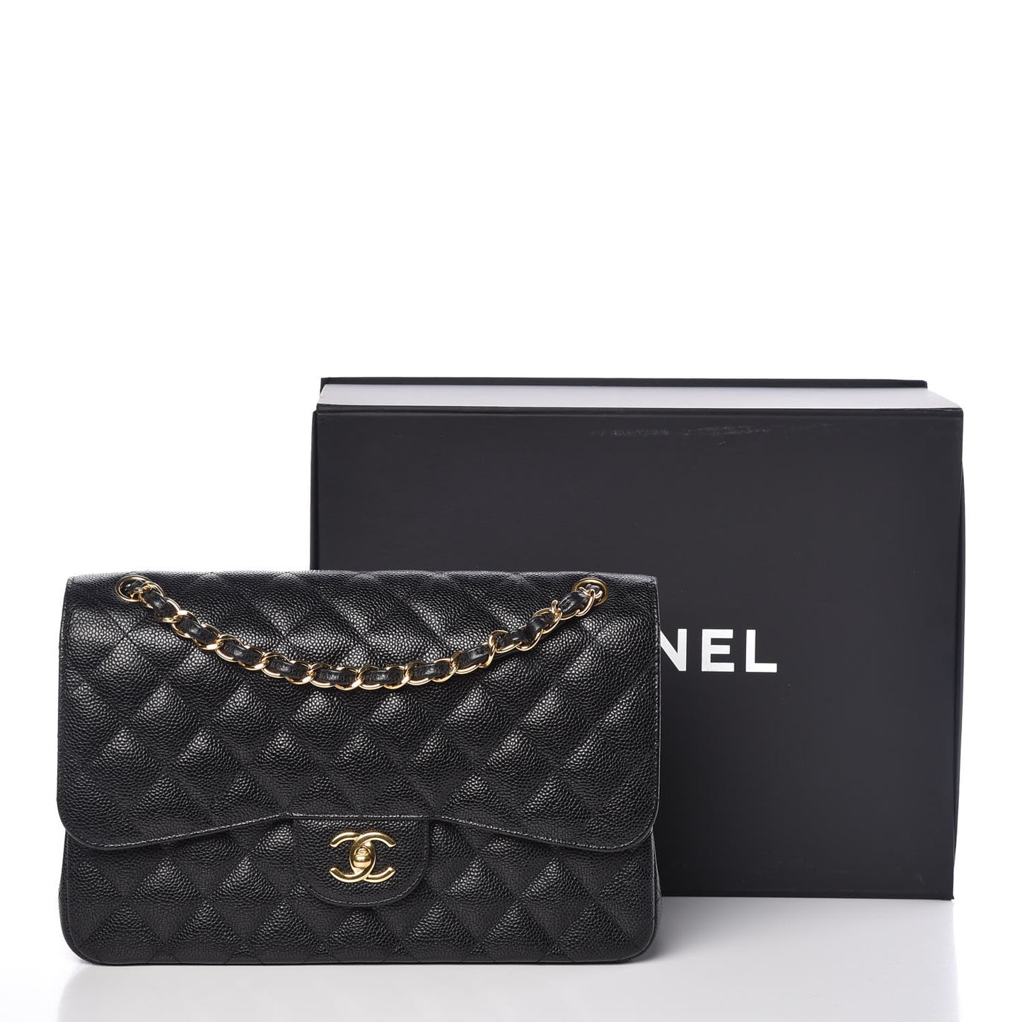 Caviar Quilted Jumbo Double Flap Black