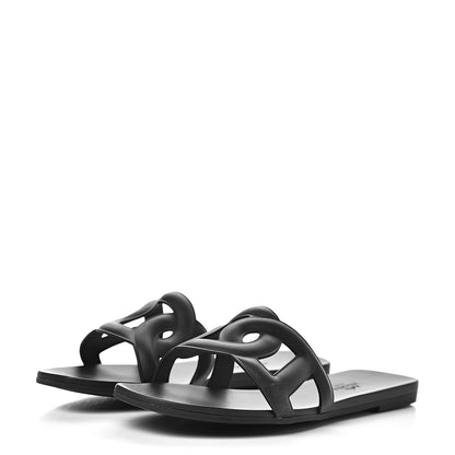 Hermes Rubber Aloha Sandals 39 Black 3 of 9