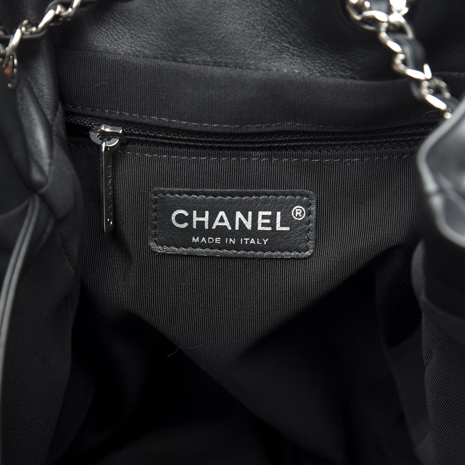 Chanel Lambskin Chevron Quilted Large Urban Spirit Drawstring Bag Black 7 of 8