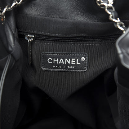 Chanel Lambskin Chevron Quilted Large Urban Spirit Drawstring Bag Black 7 of 8