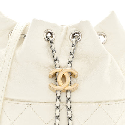 Chanel Aged Calfskin Quilted Small Gabrielle Bucket White 8 of 15
