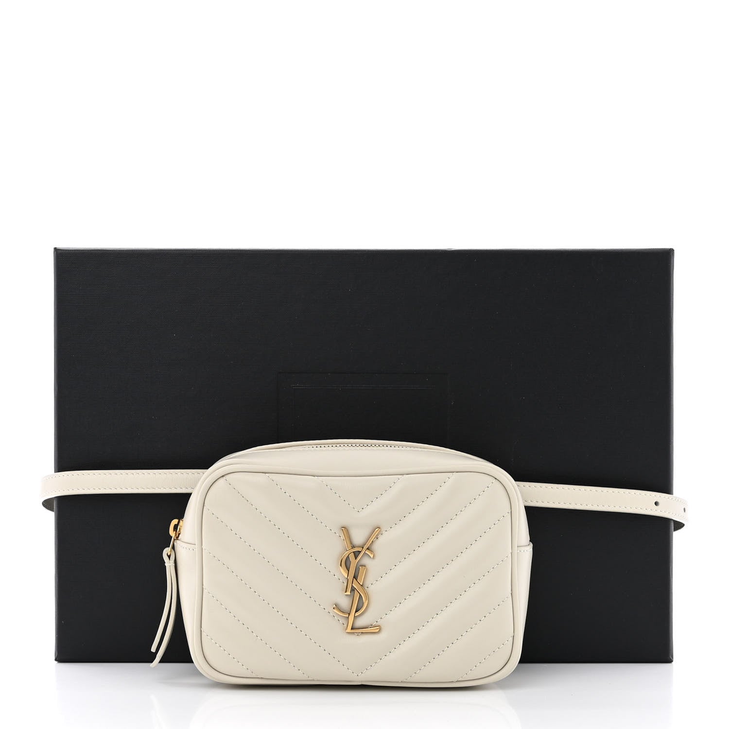 Saint Laurent Calfskin Matelasse Monogram Lou Belt Bag Ivory 14 of 14