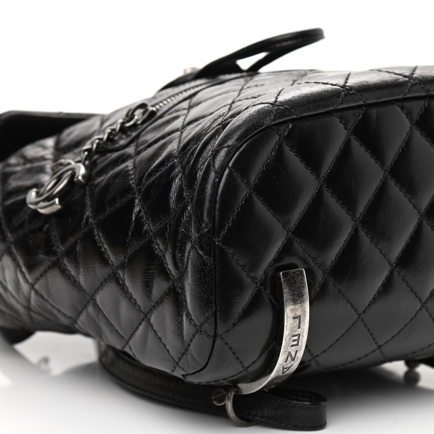Glazed Calfskin Quilted Small Salzburg Mountain Backpack Black