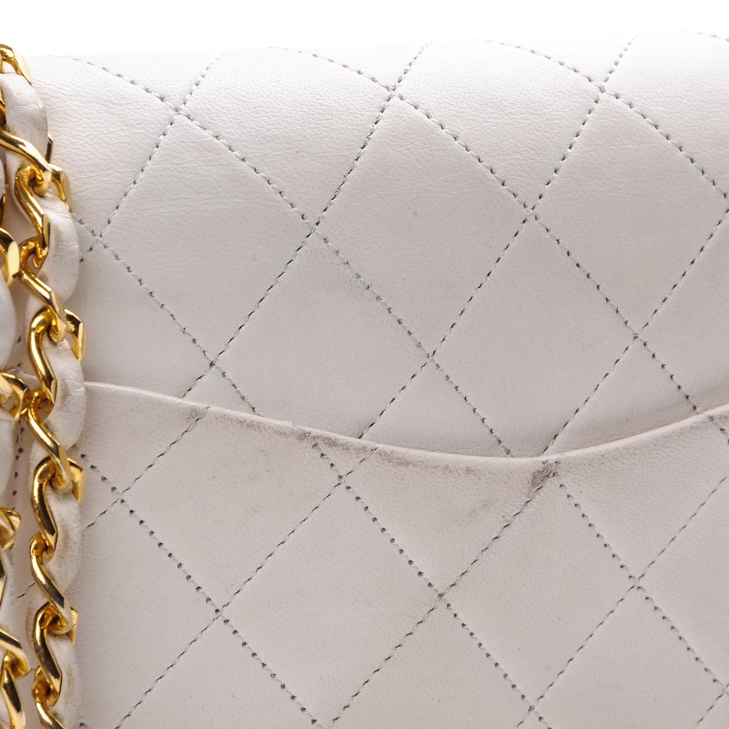 Lambskin Quilted Small Double Flap White