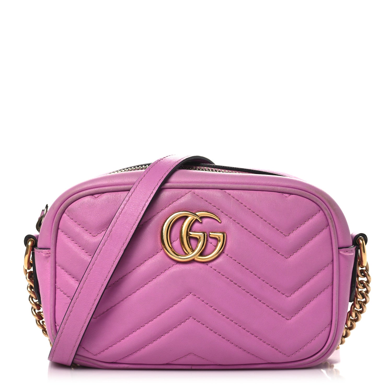 Gucci Calfskin Matelasse Mini GG Marmont Chain Shoulder Bag Candy Mousse 1 of 15