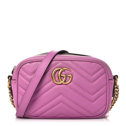 Gucci Calfskin Matelasse Mini GG Marmont Chain Shoulder Bag Candy Mousse 1 of 15