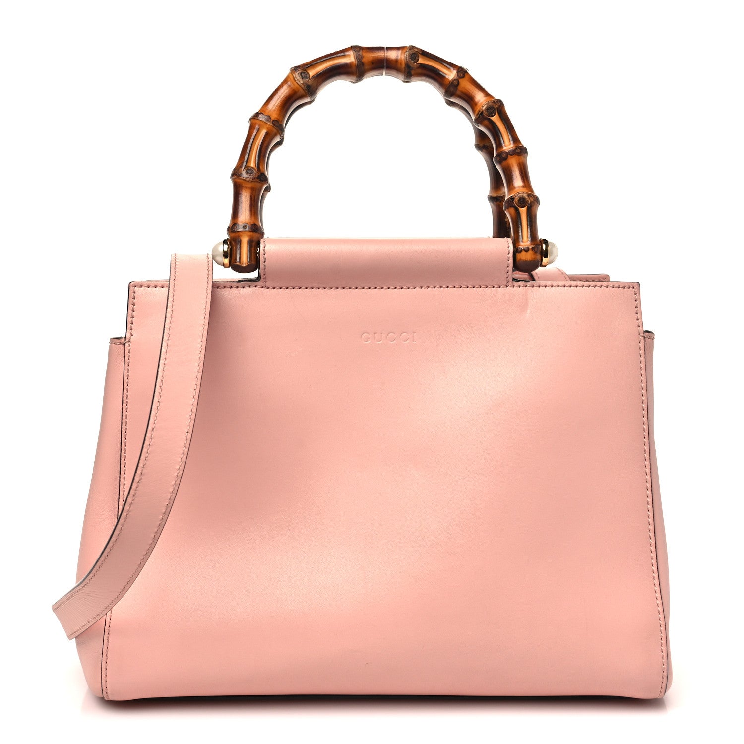 Gucci Nappa Bamboo Small Nymphaea Top Handle Bag Perfect Pink 1 of 10