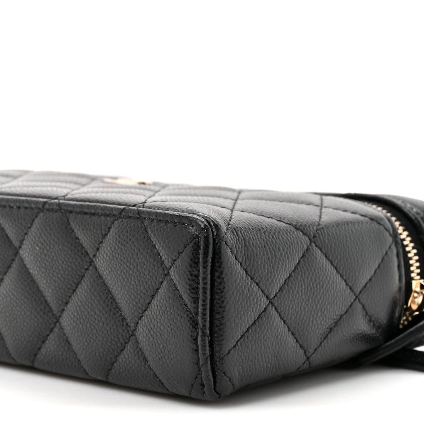 Caviar Quilted Top Handle Slim Vanity With Chain Black