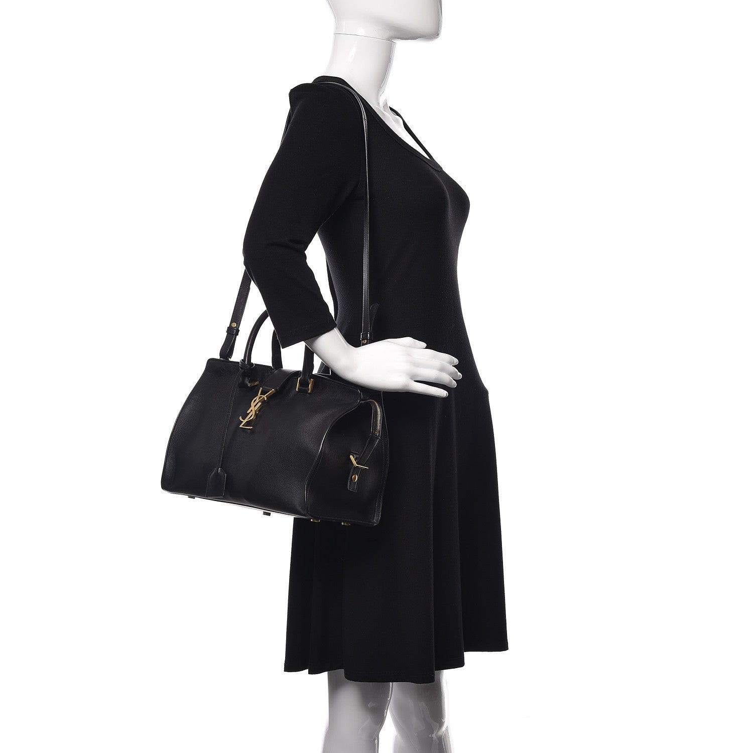 Saint Laurent Smooth Calfskin Small Monogram Cabas Black 2 of 10