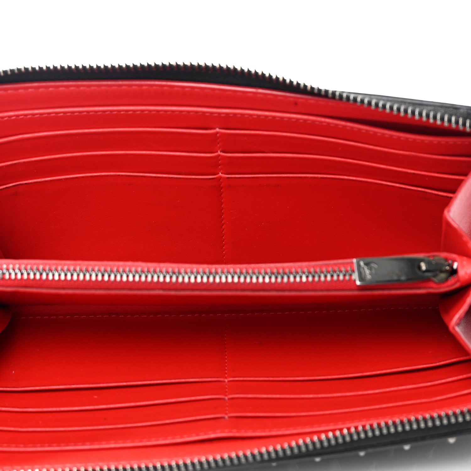 Christian Louboutin Calfskin Panettone Spiked Zip Around Wallet Black 4 of 9