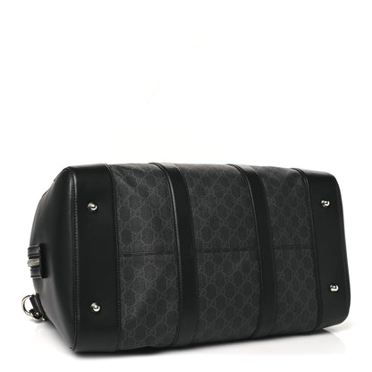 Gucci Soft GG Supreme Monogram Appia Calfskin Web Medium Carry On Duffle Bag Black Grey 3 of 11