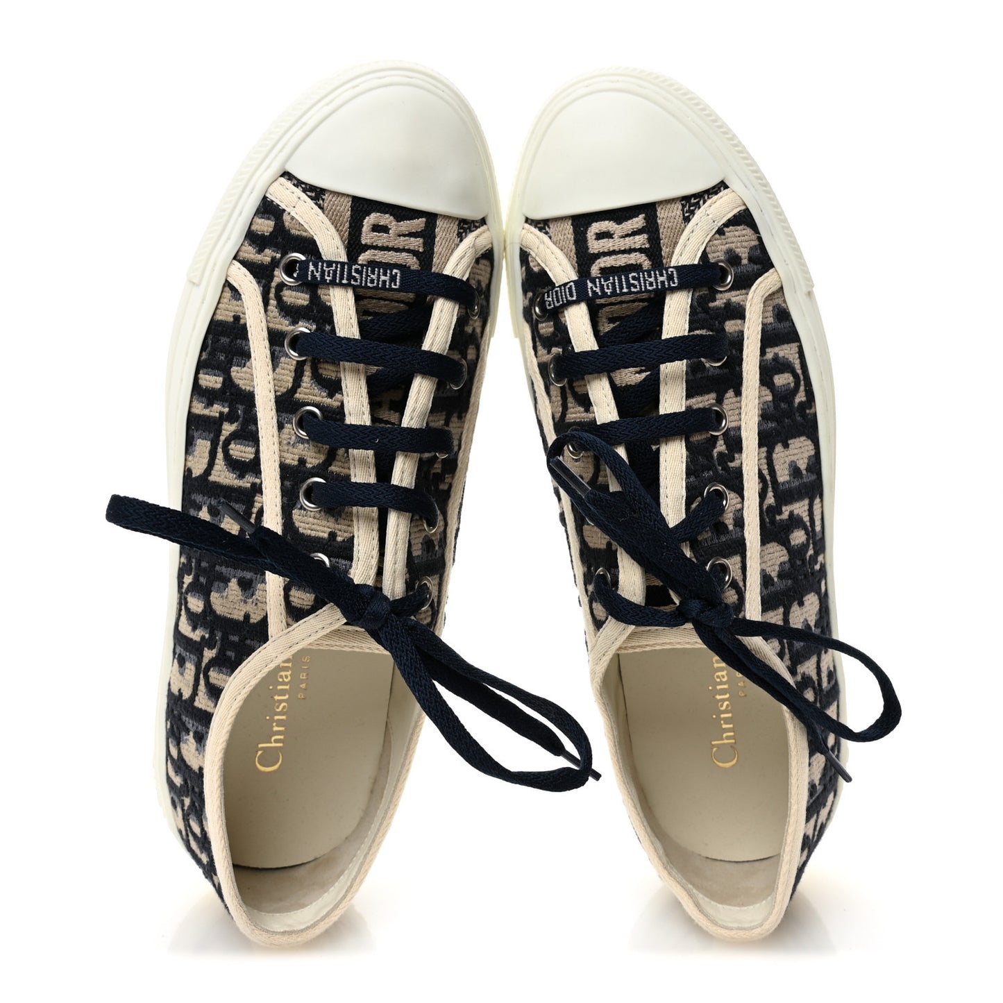 Canvas Oblique Walk'N'Dior Low Top Sneakers 38.5 Deep Blue