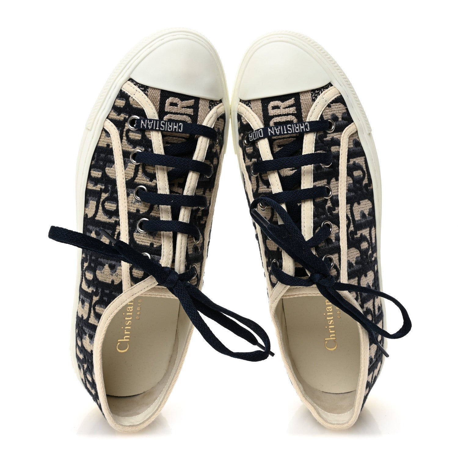 Christian Dior Canvas Oblique Walk'N'Dior Low Top Sneakers 38.5 Deep Blue 2 of 9
