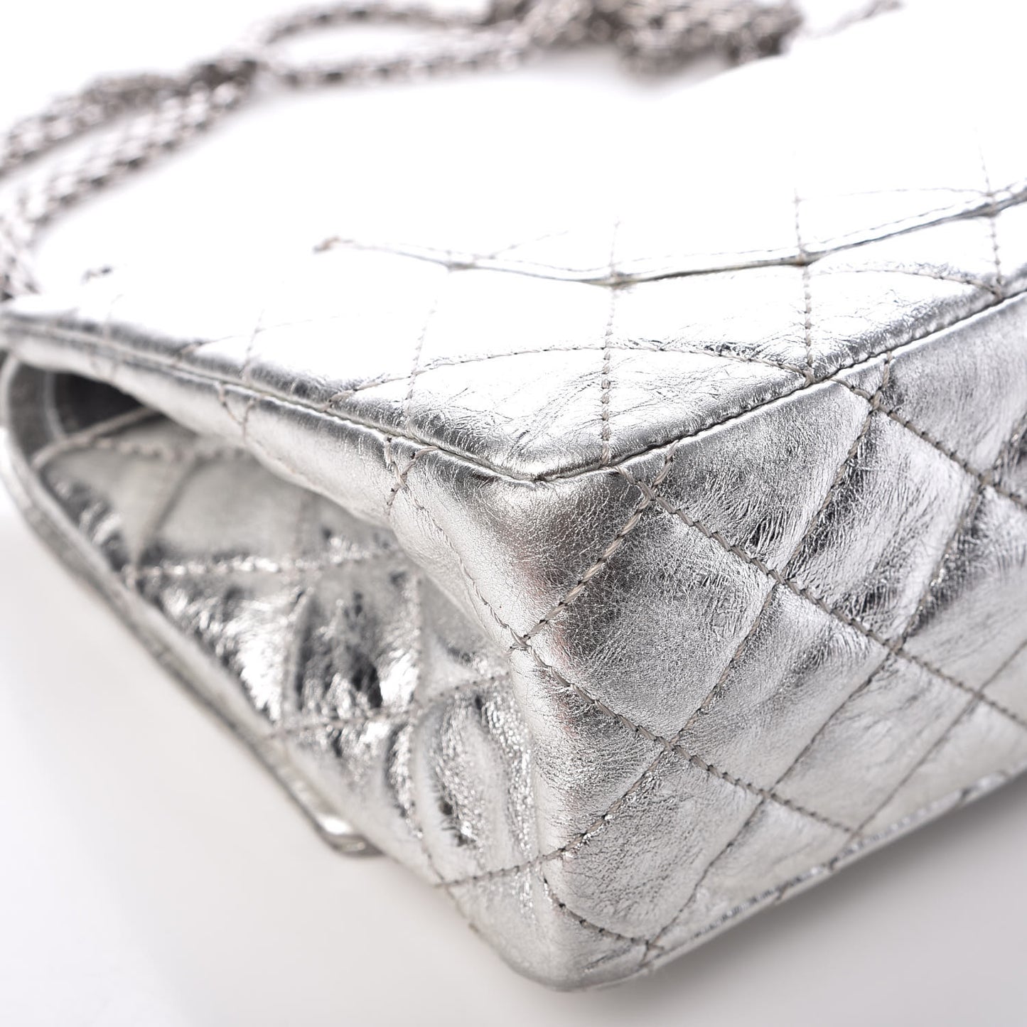 Metallic Aged Calfskin Quilted 2.55 Reissue 226 Flap Silver