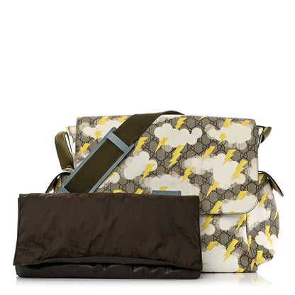 Gucci GG Plus Monogram Lightning Bolt Messenger Diaper Bag Beige 1 of 12