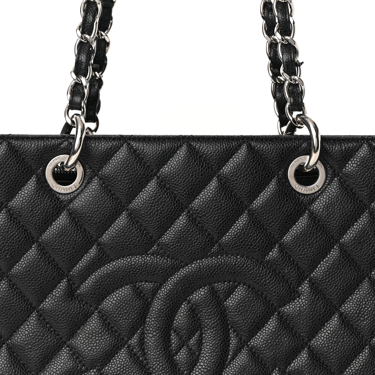 Caviar Quilted Grand Shopping Tote GST Black