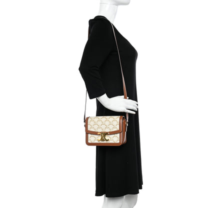 Celine Calfskin Triomphe Canvas Teen Triomphe Bag White 2 of 11