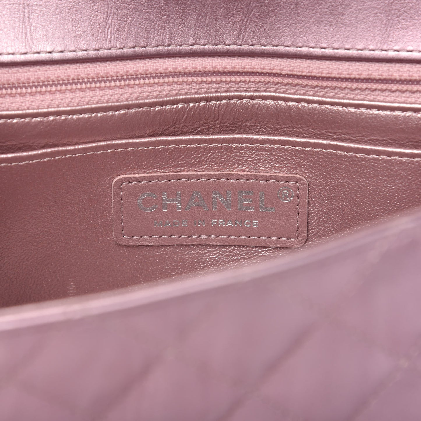 Metallic Calfskin Quilted Mini Rectangular Flap Pink