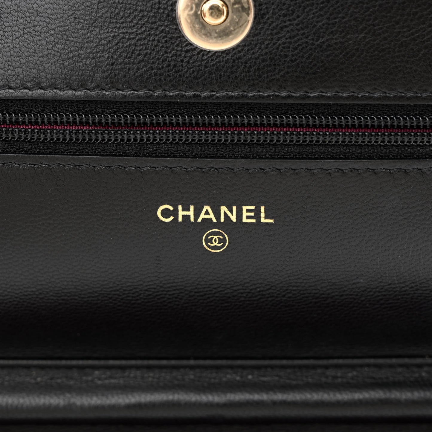Goatskin Quilted Timeless CC Wallet On Chain WOC Black