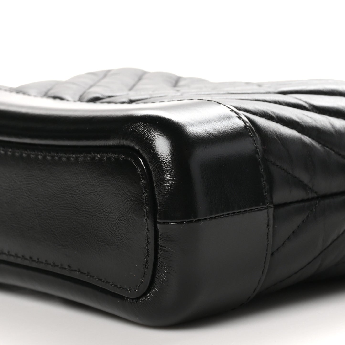 Aged Calfskin Chevron Quilted Small Gabrielle Hobo Black