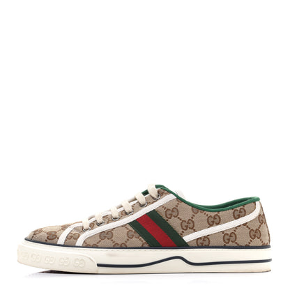 Gucci GG Monogram Web Womens 1977 Tennis Sneakers 40 Beige Ebony Mystic White 1 of 9