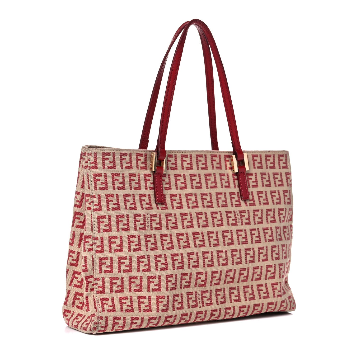 Fendi Zucchino Vitello Tote Beige Red 2 of 20