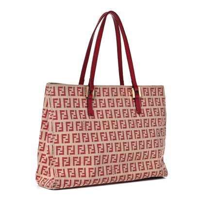 Fendi Zucchino Vitello Tote Beige Red 2 of 20