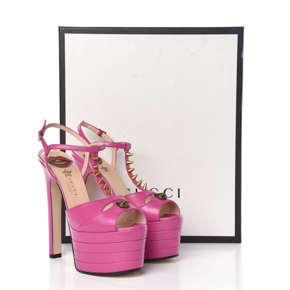 Gucci Malaga Kid Angel T-Strap Platform High Heel Sandals 38.5 Rododendro 8 of 8
