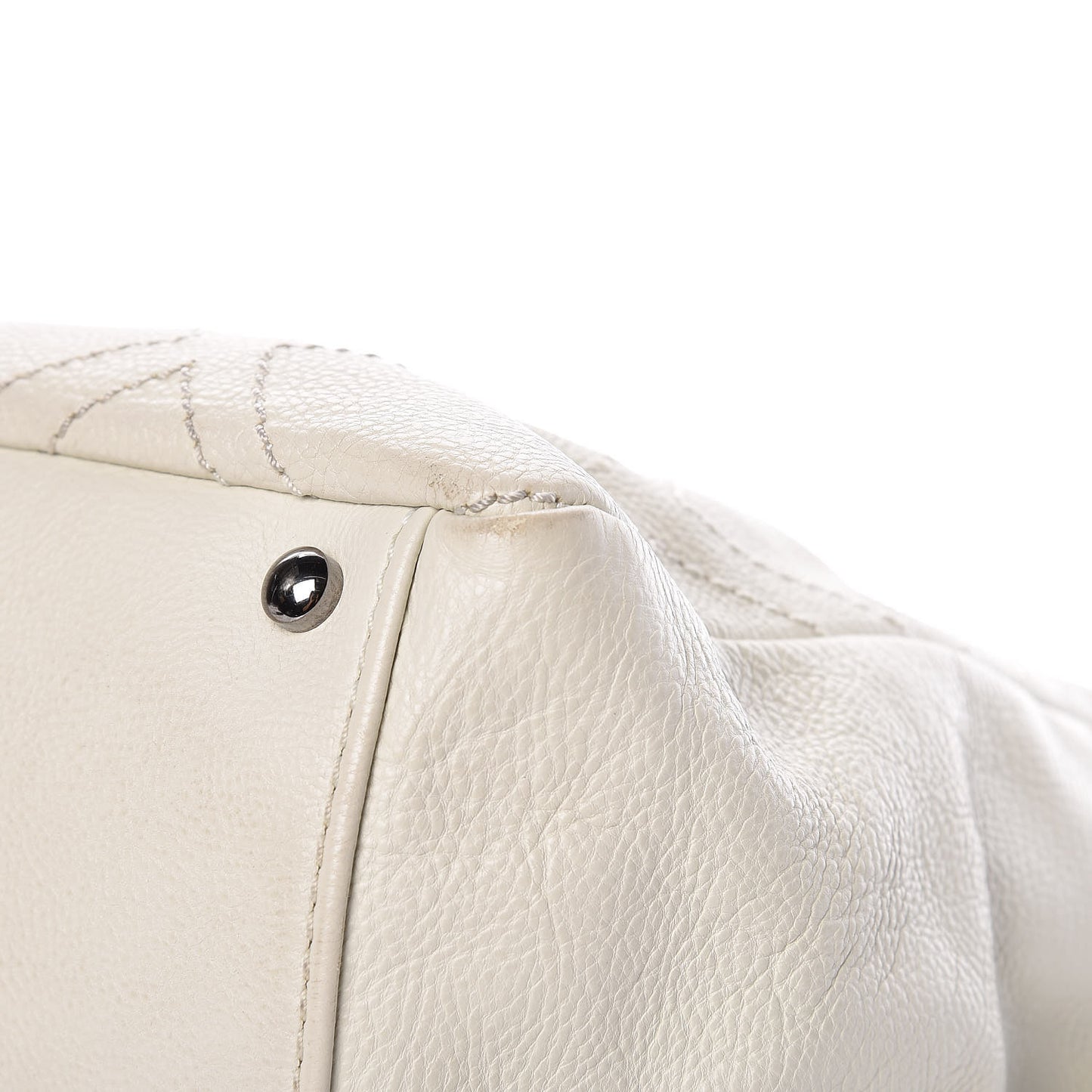Calfskin Large Diamond Stitch Tote White