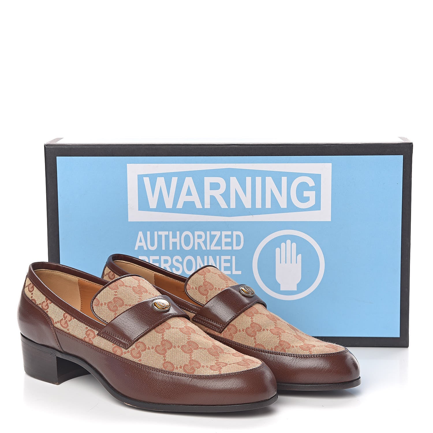 Gucci GG Monogram Goatskin Mens GG Loafers 8 Brown 9 of 9