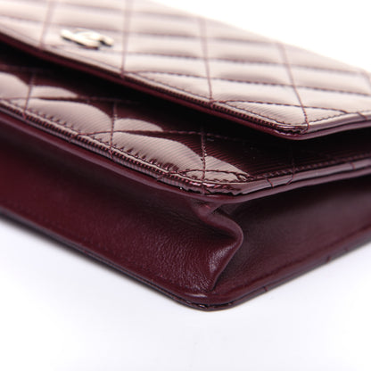 Chanel Striated Patent Quilted Wallet on Chain WOC Bordeaux 7 of 15