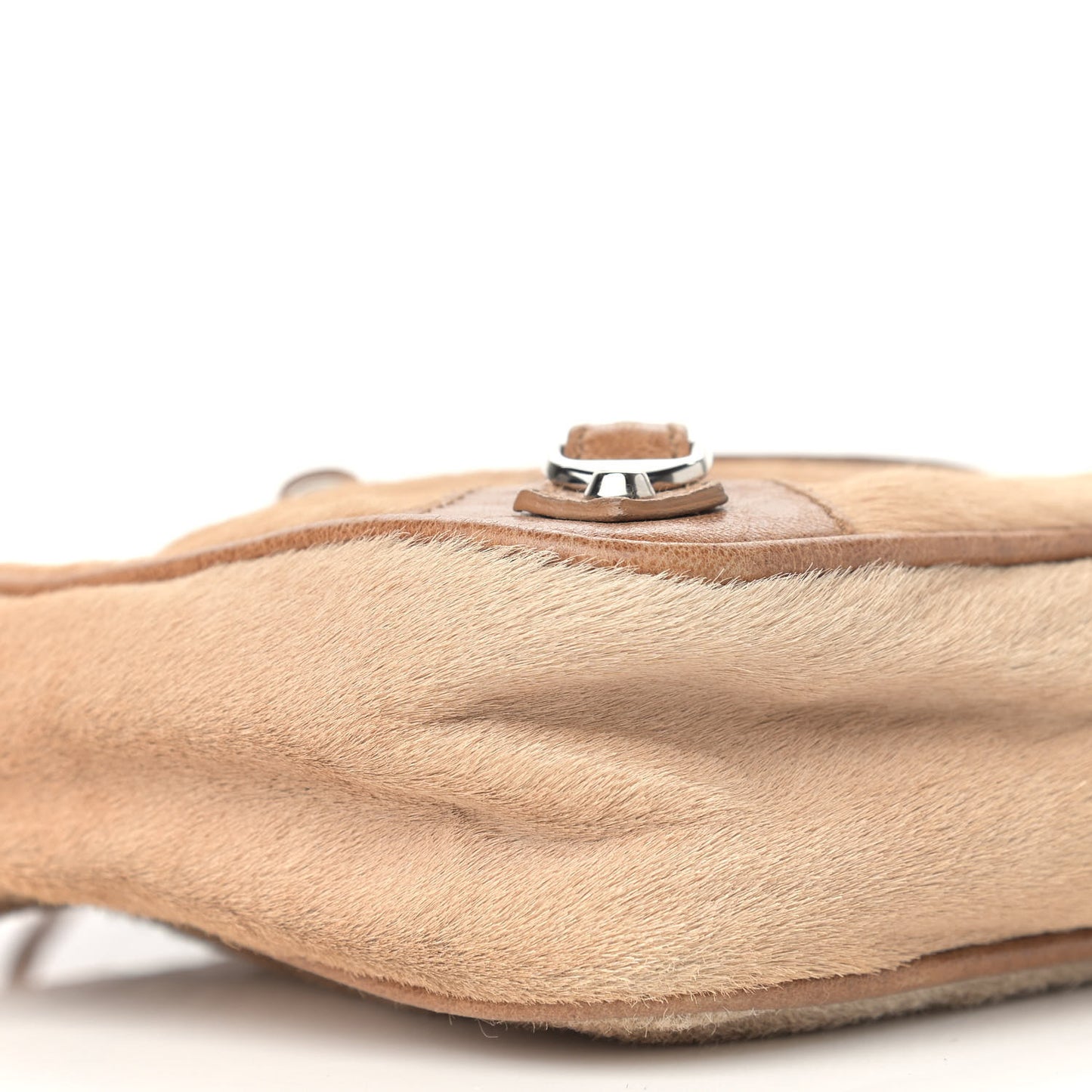 Chevre Pony Hair Classic Silver Hardware Shoulder Bag Camel