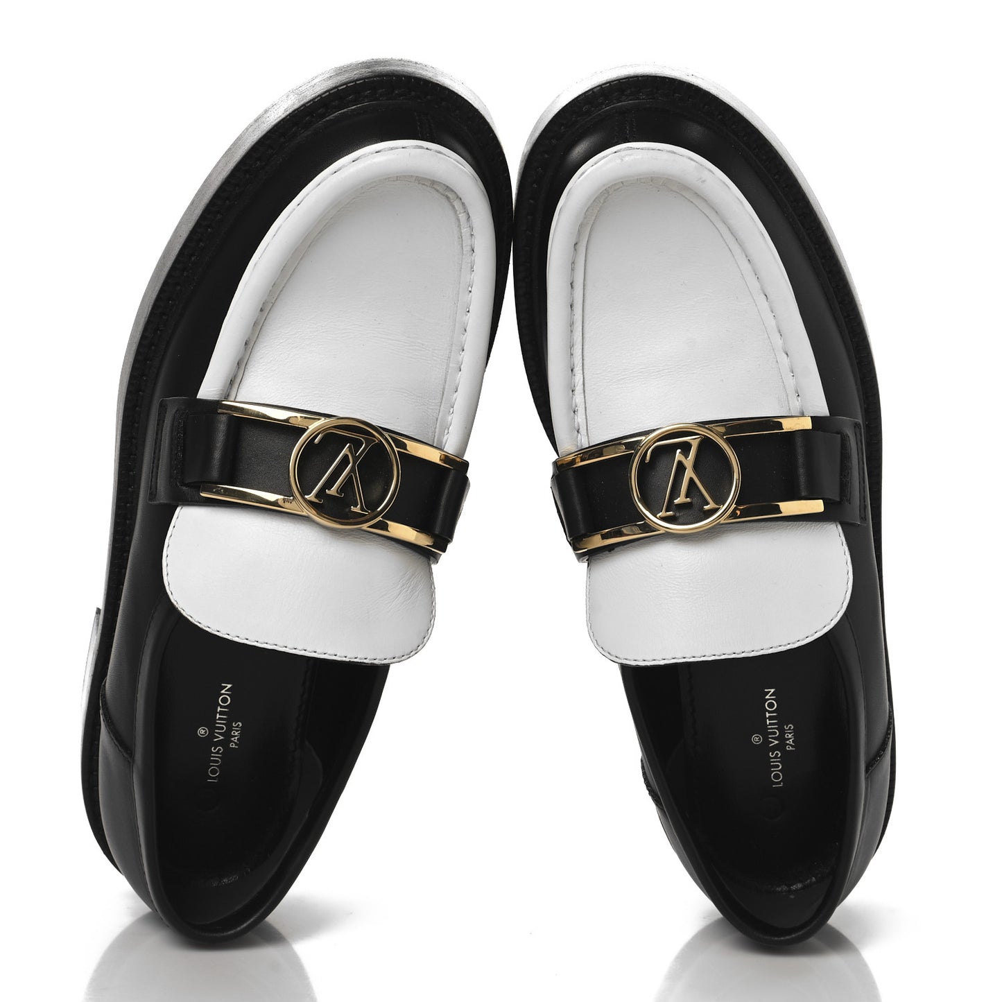 Calfskin Academy Loafers 38 Black White
