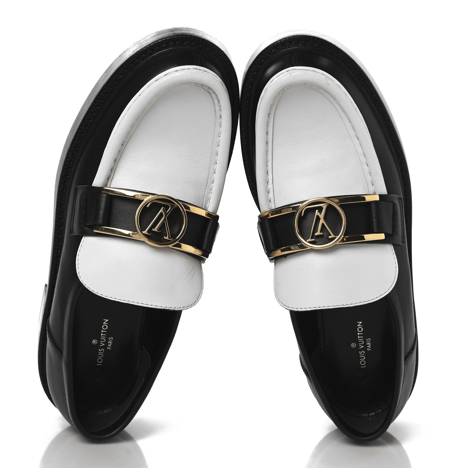 Louis Vuitton Calfskin Academy Loafers 38 Black White 2 of 9