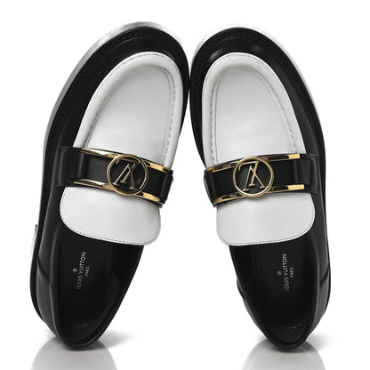 Louis Vuitton Calfskin Academy Loafers 38 Black White 2 of 9