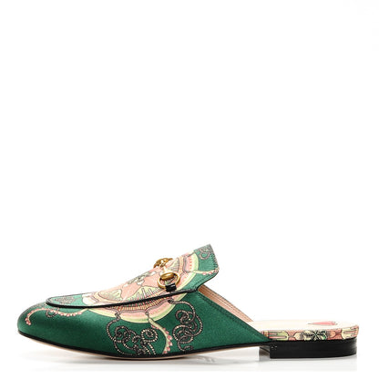 Gucci Satin Sea Lace Malaga Kid Womens Princetown Slippers 41 Gucci Bright Green Black 1 of 8