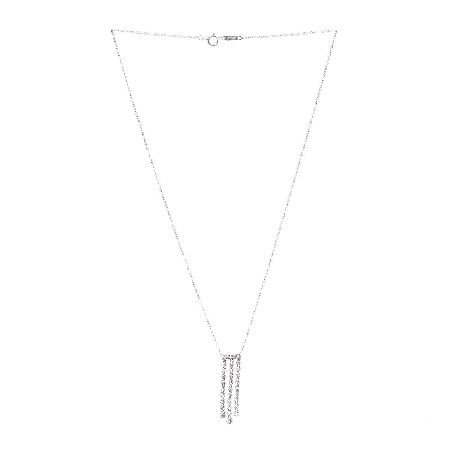 Platinum Diamond Jazz Triple Drop Pendant Necklace