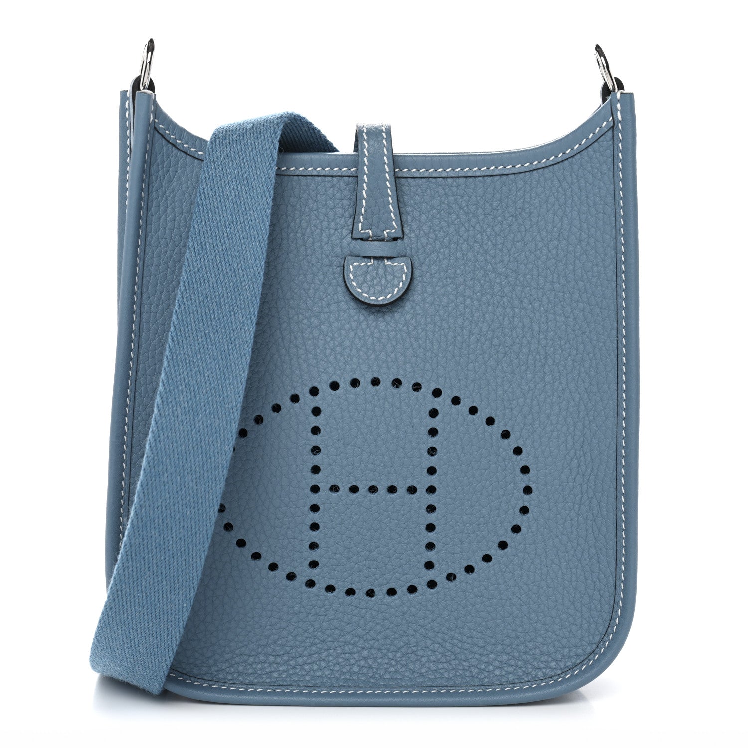 Hermes Taurillon Clemence Evelyne TPM New Blue Jean 1 of 11