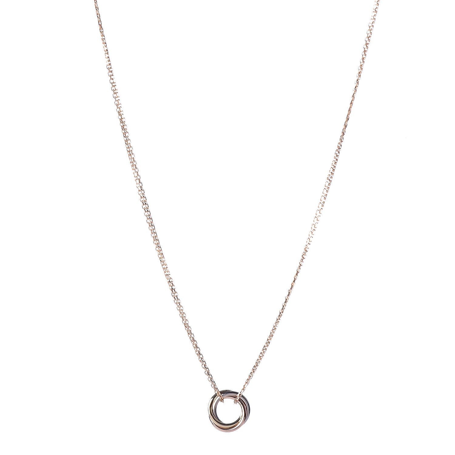 Cartier 18K Pink Yellow White Gold Trinity Double Chain Pendant Necklace 1 of 7