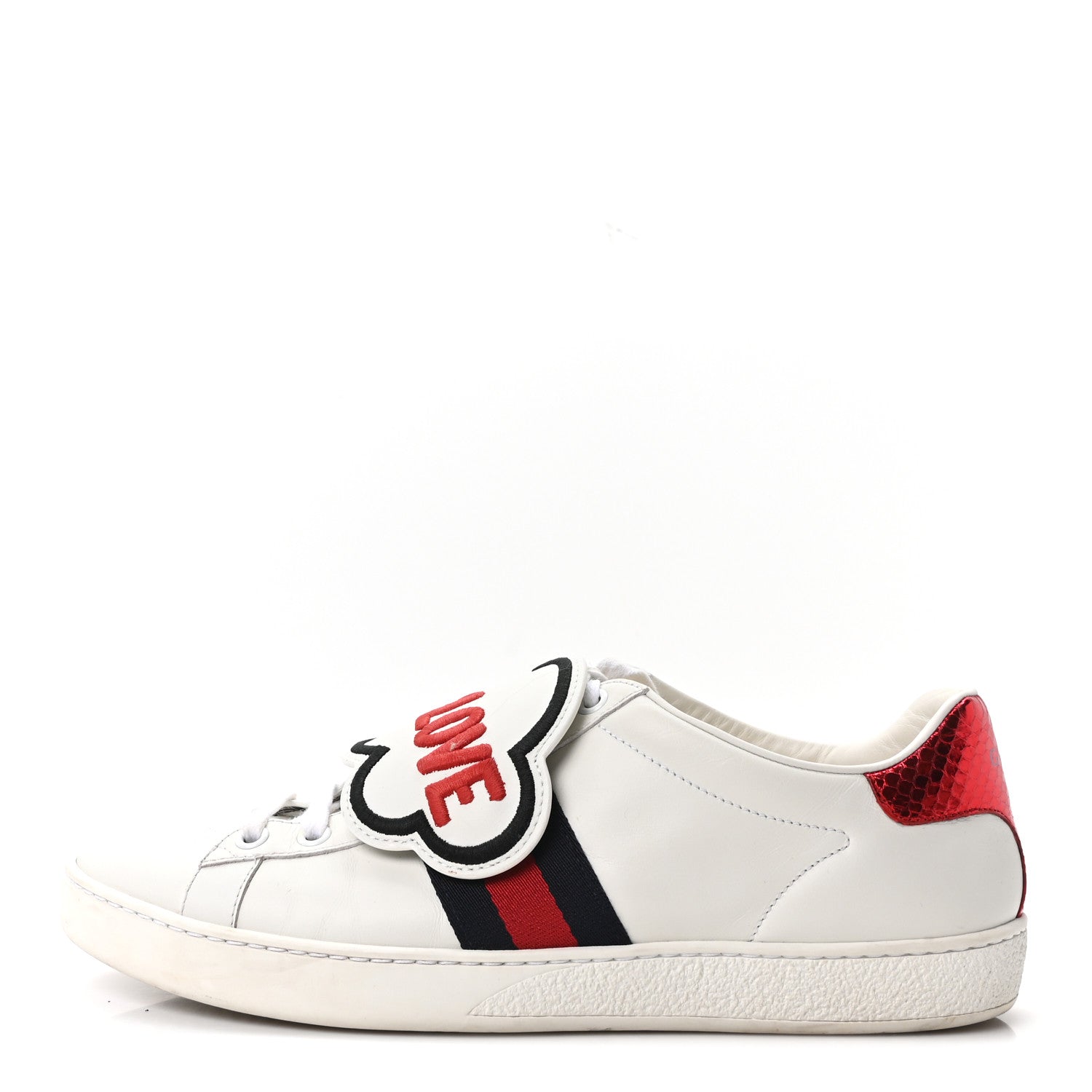 Gucci Calfskin Ayers Blind For Love Embroidered Womens Ace Sneakers 39 White 1 of 10