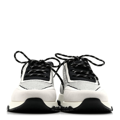 Hermes Knit Bi-Color Womens Addict Sneakers 37 Black White 3 of 9