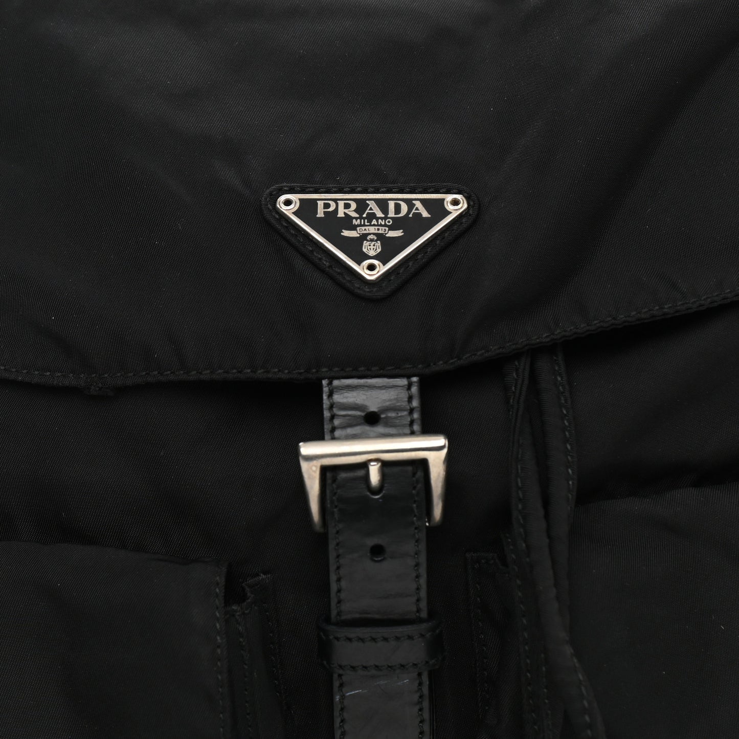 Tessuto Nylon Saffiano Medium Backpack Black