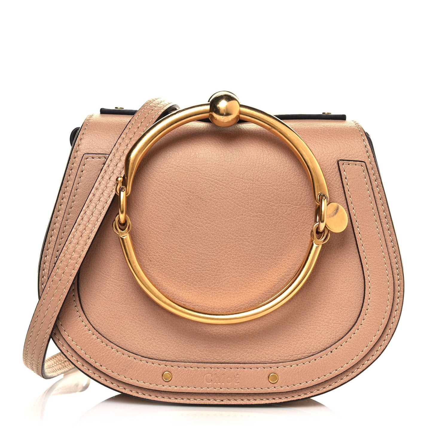 Calfskin Suede Small Nile Bracelet Bag Biscotti Beige