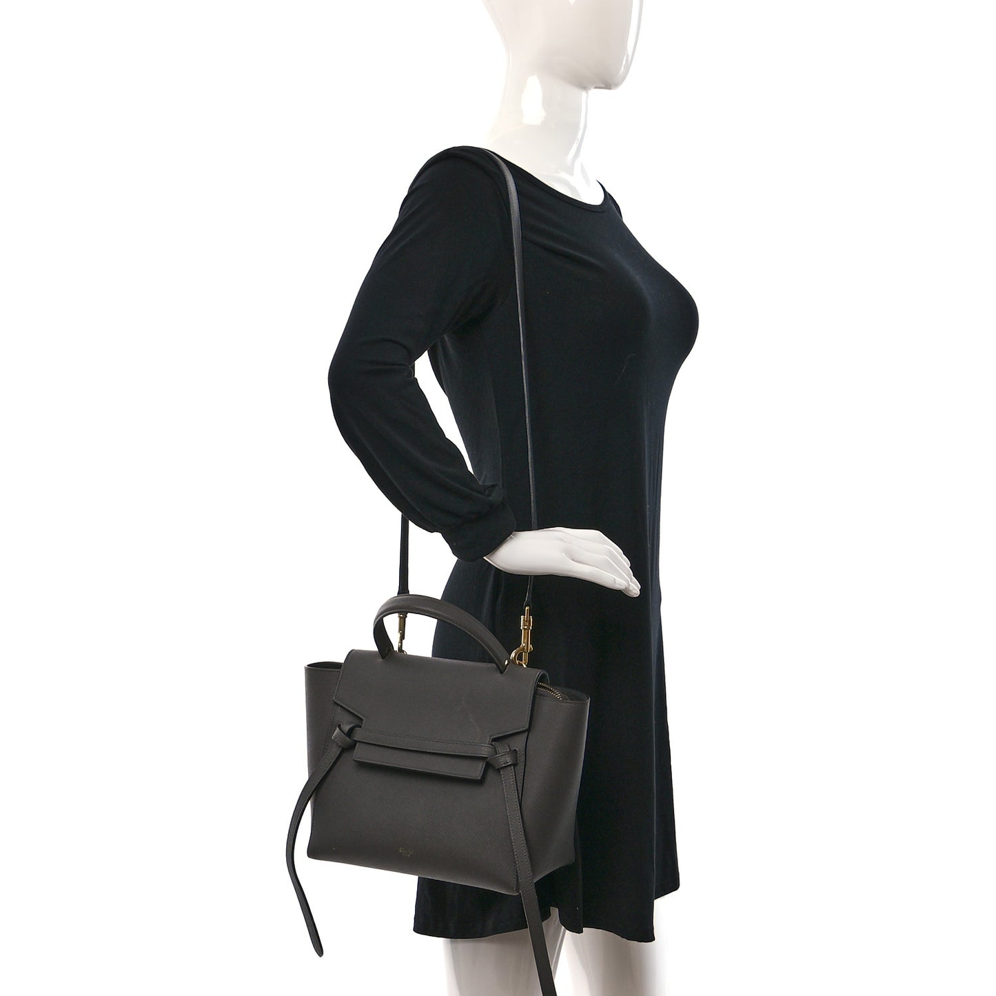 Grained Calfskin Micro Belt Bag Grey