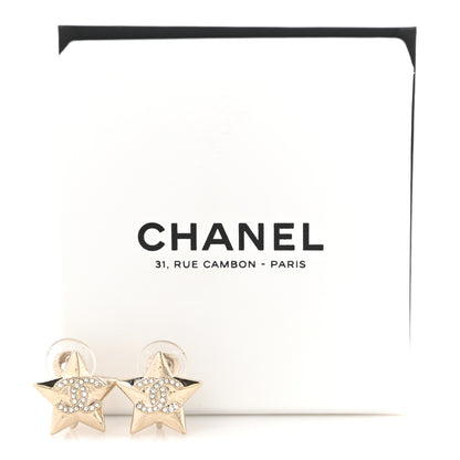 Chanel Metal Crystal CC Star Clip On Earrings Gold 5 of 5