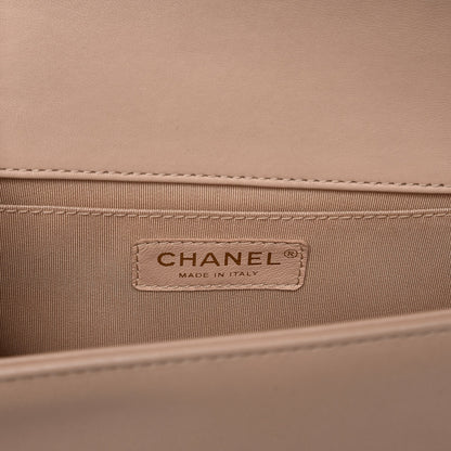 Chanel Lambskin Chevron Quilted Medium Boy Flap Beige 6 of 7