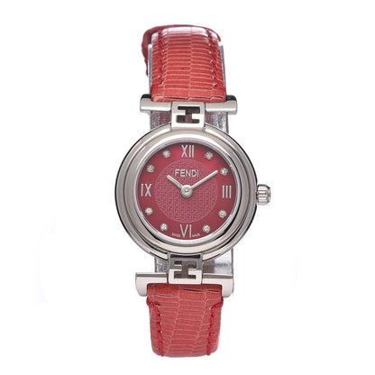 Fendi Stainless Steel Calfskin Diamond 23mm Moda Quartz Watch Red 1 of 8