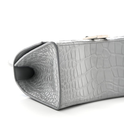 Balenciaga Shiny Calfskin Crocodile Embossed Small Hourglass Top Handle Bag Balenciaga Grey 9 of 10