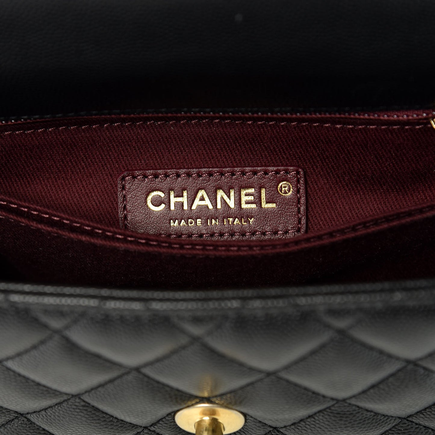 Caviar Quilted Mini Coco Handle Flap Black