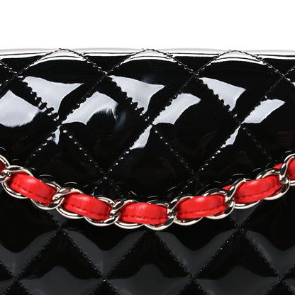 Chanel Patent Calfskin Quilted Bi-Color Medium Double Flap Black Red 8 of 11
